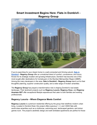 Smart Investment Begins Here_ Flats in Dombivli - Regency Group