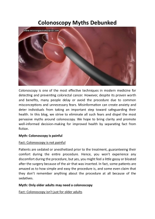 Colonoscopy Myths Debunked