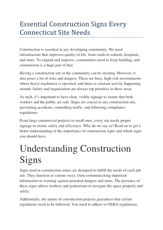 Essential Construction Signs Every Connecticut Site Needs