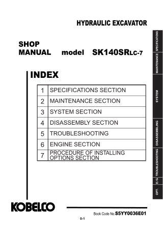Kobelco SK140SRLC-7 HYDRAULIC EXCAVATOR Service Repair Manual Instant Download (Book Code No. S5YY0036E01)