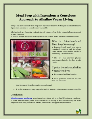 Meal Prep with Intention- A Conscious Approach to Alkaline Vegan Living