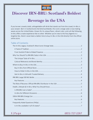 Discover IRN-BRU Boldest Beverage in USA