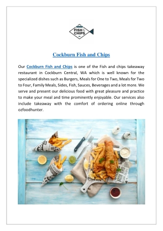 Cockburn Fish & Chips Cockburn Central Menu | Takeaway