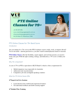 PTE Online Classes for 79  Band Score