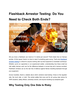 flashback arrestor testing do you