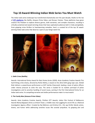 Top 10 Award-Winning Indian Web Series You Must Watch