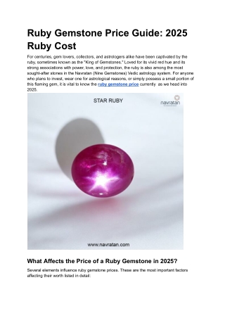 ruby gemstone price guide 2025 ruby cost