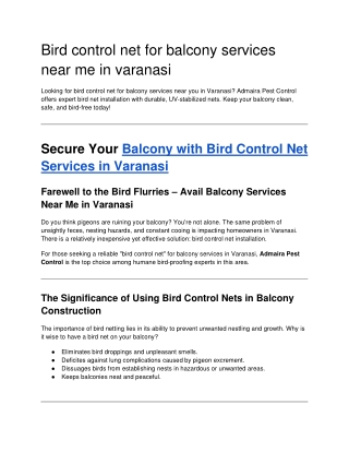 blog_Bird control net for balcony services near me in varanasi