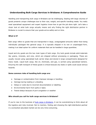 understanding bulk cargo services in brisbane