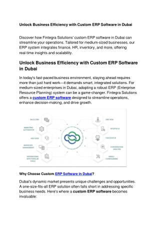 Unlock Business Efficiency with Custom ERP Software in Dubai