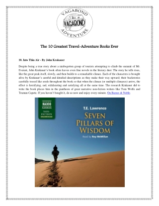 The 10 Greatest Travel-Adventure Books Ever