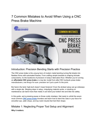 7 common mistakes to avoid when using a cnc press