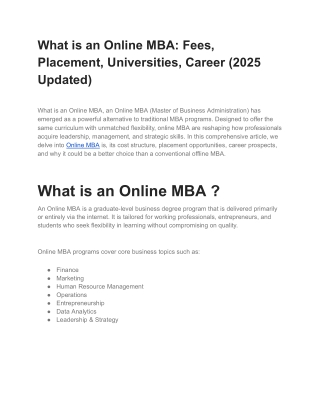 What is an Online MBA_ Fees, Placement, Universities, Career (2025 Updated)
