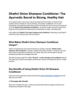 Dhathri Onion Shampoo Conditioner: The Ayurvedic Secret to Strong, Healthy Hair