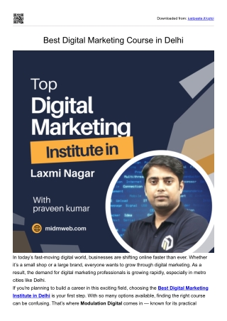 Best Digital Marketing Course in Delhi
