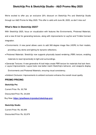 SketchUp Pro & Studio – A&D Promo (May 2025)