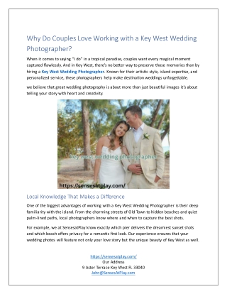 Why Do Couples Love Working with a Key West Wedding Photographer