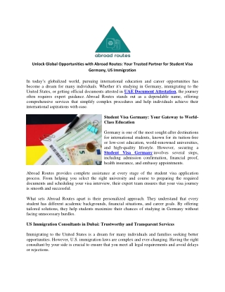 Unlock Global Opportunities with Abroad Routes Your Trusted Partner for Student Visa Germany US Immigration