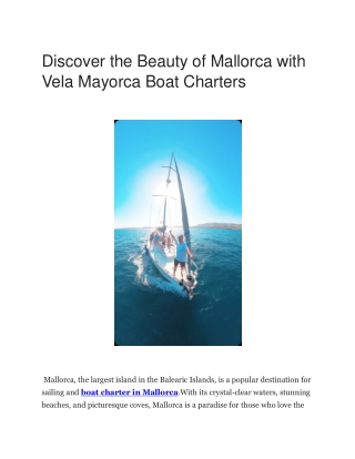 Vela Mayorca - Unforgettable Boat Charter Experiences in Mallorca
