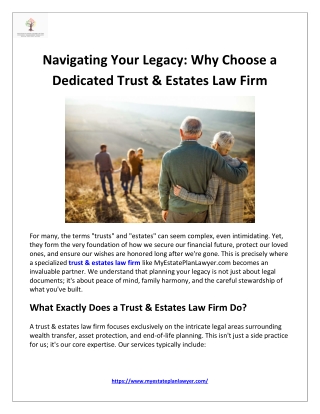 Navigating Your Legacy Why Choose a Dedicated Trust & Estates Law Firm