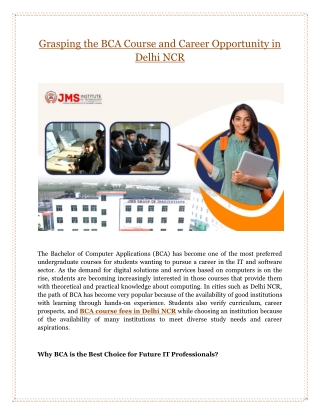 Grasping the BCA Course and Career Opportunity in Delhi NCR