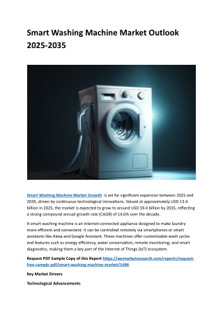 Smart Washing Machine Market Information 2025-2035