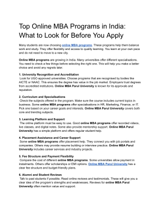 Top Online MBA Programs in India_ What to Look for Before You Apply