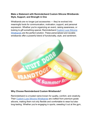 Make a Statement with Reminderband Custom Silicone Wristbands_ Style, Support, and Strength in One