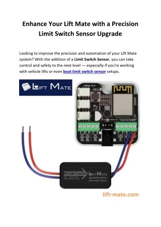 enhance your lift mate with a precision limit