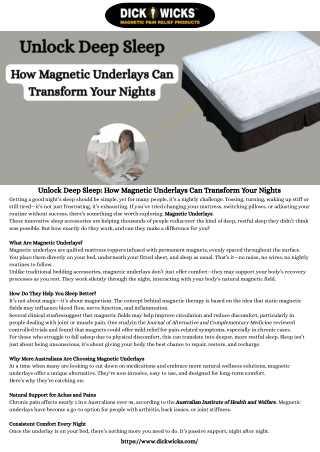 Unlock Deep Sleep How Magnetic Underlays Can Transform Your Nights