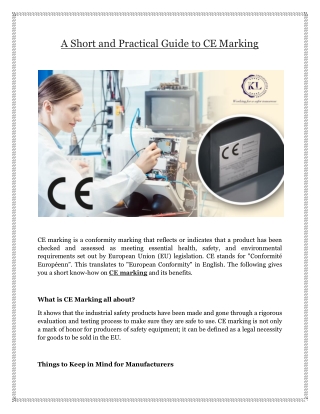 A Short and Practical Guide to CE Marking
