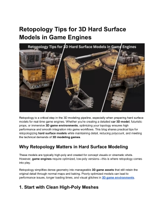 retopology tips for 3d hard surface models