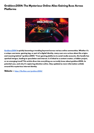 Discover the World of Greblovz2004: A Unique Digital Identity