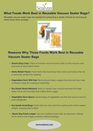 Reusable Vacuum Sealer Bags: Eco-Smart Storage