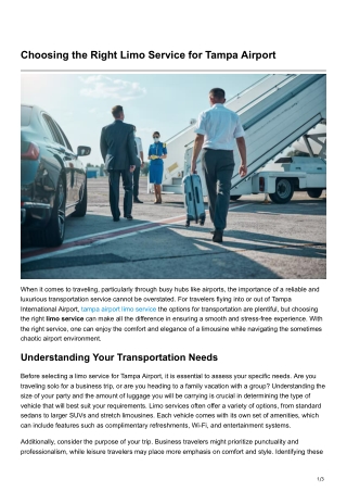 Choosing the Right Limo Service for Tampa Airport