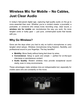 wireless mic for mobile no cables just clear audio