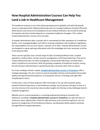 How Hospital Administration Courses Can Help You Land a Job in Healthcare Management