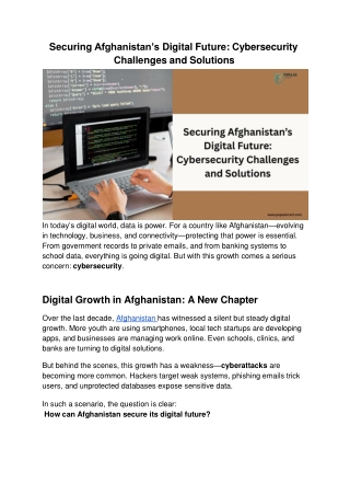 Securing Afghanistan’s Digital Future_ Cybersecurity Challenges and Solutions