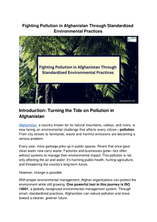 fighting pollution in afghanistan through