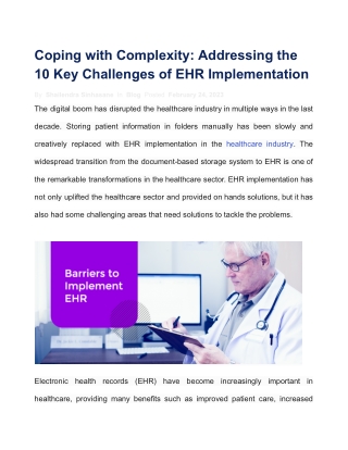 Top 10 EHR Implementation Challenges and Proven Solution