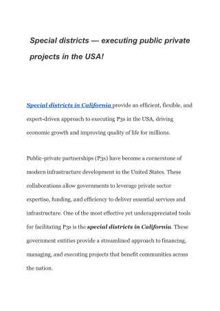 special districts executing public private