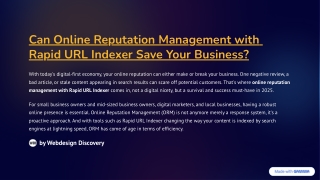 Can Online Reputation Management with Rapid URL Indexer Save Your Business?