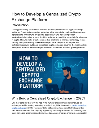 How to Develop a Centralized Crypto Exchange Platform