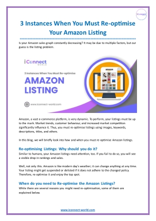 3 Instances When You Must Re-optimise Your Amazon Listing