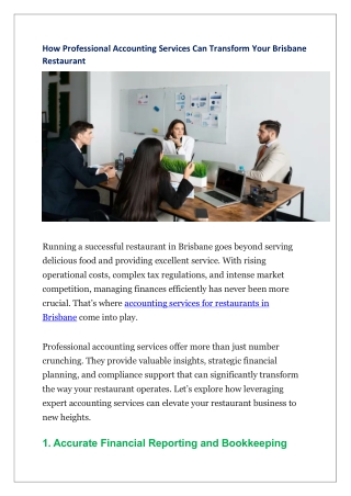 How Professional Accounting Services Can Transform Your Brisbane Restaurant