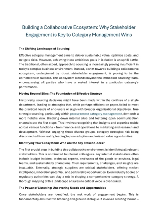 Building a Collaborative Ecosystem Why Stakeholder Engagement is Key to Category Management Wins