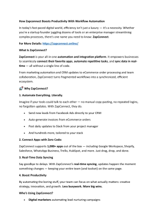 how zapconnect boosts productivity with workflow