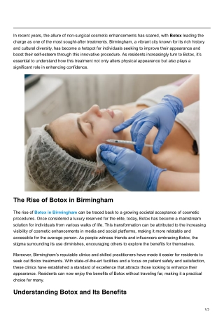 How Botox is Enhancing Confidence for Birmingham Residents