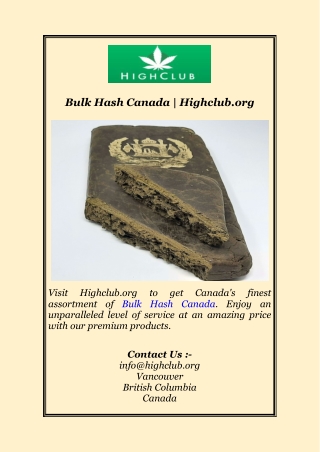 Bulk Hash Canada | Highclub.org
