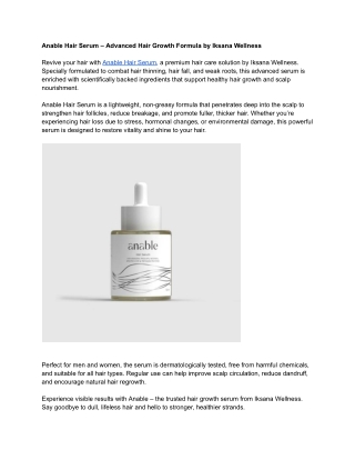 Anable Hair Serum – Advanced Hair Growth Formula by Iksana Wellness